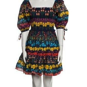 Cara Cara Navy and Floral Smocked Dress